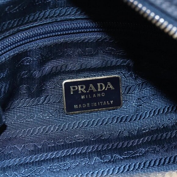 PRADA Chain Shoulder Bag Nylon Navy Gold - Picture 10 of 16